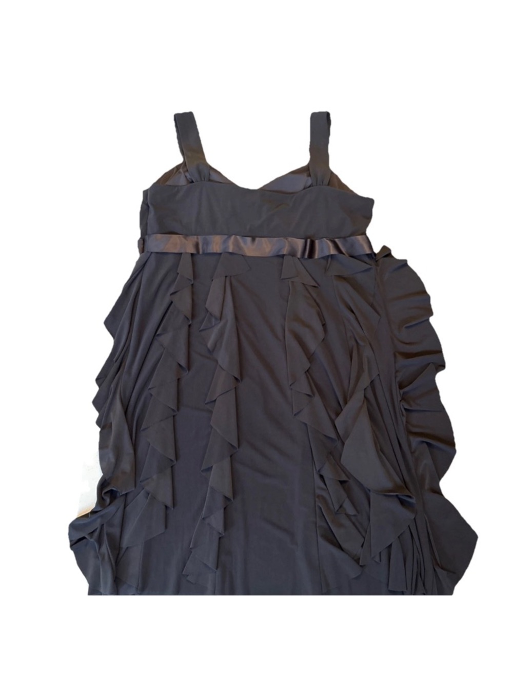 Dressbarn Women’s Sleeveless Smoke Gray Satin Ribbon Brooch VTG Dress 18 W - Picture 3 of 10